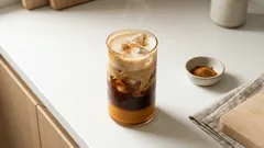 かぼちゃ25gでしっかり満足：植物性ミルクのパンプキンスパイスラテ（アイス＆ホット）