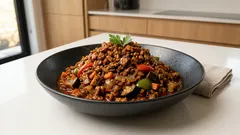 フライパン1つで満足感たっぷり:テンペと野菜の発酵キーマカレー